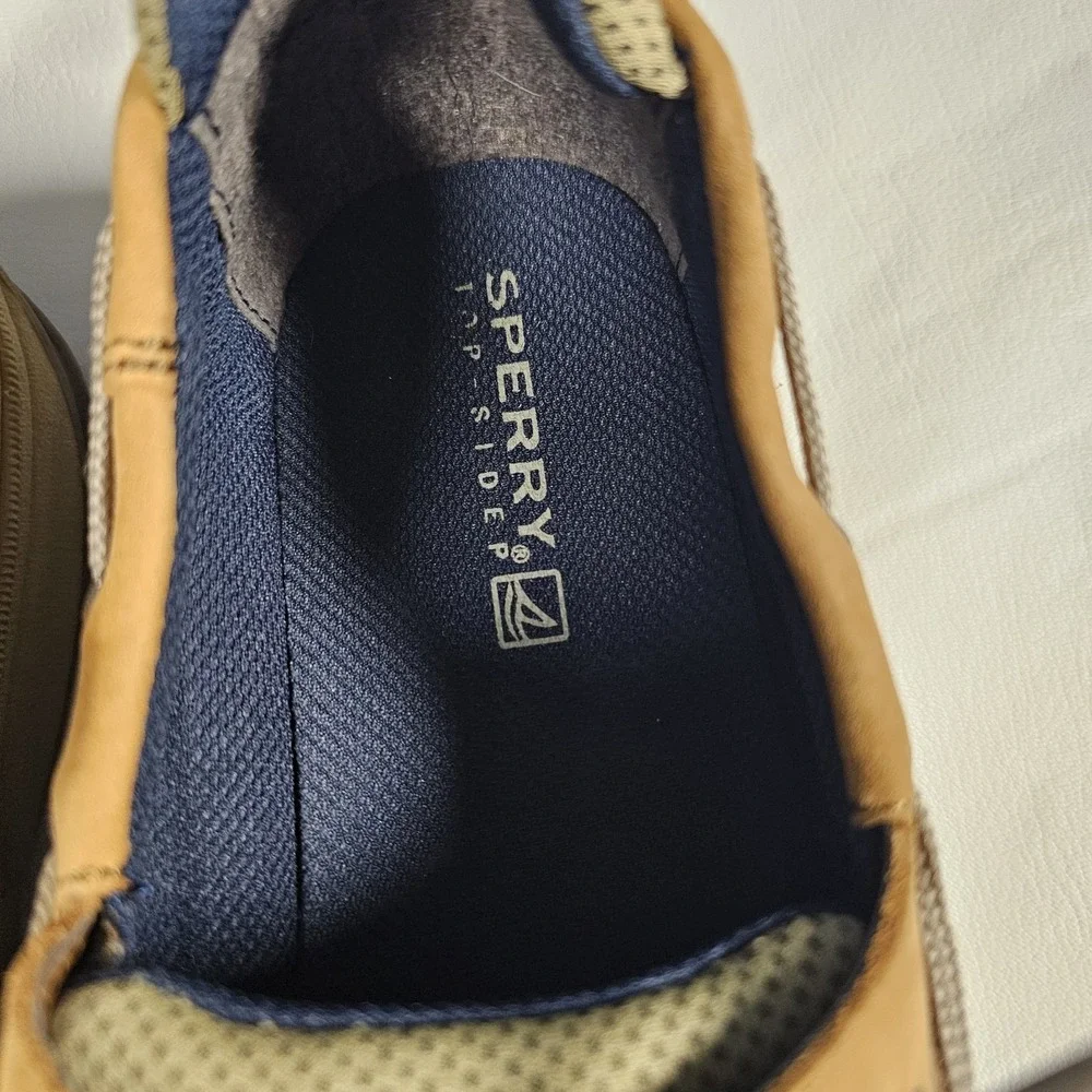 Sperry Top Sider Womens 6.5 Tan Leather Mesh Boat Shoes Casual‎